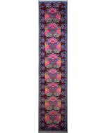 2'6"x15'11" Luminous Geometric Chobi Ziegler Rug in Resplendent Organic Dyed Turquoise, Maroon & Pink, New 2.5x12 Wool Double Knot Workmanship, Runner Hand-Knotted Contemporary Rug, qk09129