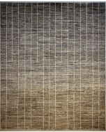 11'11"x15'10" Resplendent Striped Gabbeh Rug in Enriching Organic Dyed Brown, White, New 12x18 Wool Double Knot Workmanship, Hand-Knotted Contemporary Rug, qk09091