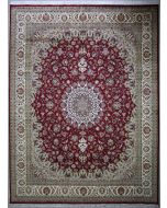 9'2"x12'4" Transfixing Floral Pak Persian Rug in Lustrous Red, Beige & White, New 9x12 Wool Double Knot Workmanship, Hand-Knotted Kashan / Isfahan Rug, qk09128