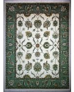 9'1"x12'4" Tranquil Floral Chobi Ziegler Rug in Uplifting Organic Dyed White, Beige & Green, New 9x12 Wool Double Knot Masterpiece, Hand-Knotted Rug, qk09082