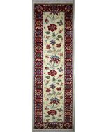 2'11"x9'11" Radiant Floral Chobi Ziegler Rug in Enlightening Organic Dyed White, Beige & Red, New 3x10 Wool Double Knot Beauty, Runner Hand-Knotted Contemporary Rug, qk09111