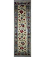 2'11"x9'11" Vibrant Floral Chobi Ziegler Rug in Sublime Organic Dyed White, Beige & Red, New 3x10 Wool Double Knot Opus, Runner Hand-Knotted Contemporary Rug, qk09112