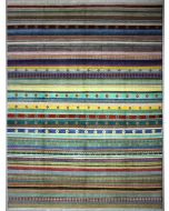 9'11"x14'2" Euphoric Striped Gabbeh Rug in Elegant Organic Dyed Multi-colors, New 10x14 Wool Double Knot Masterwork, Hand-Knotted Contemporary Rug, qk09096